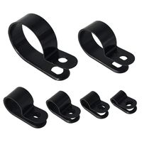 Alamic Cable Clamp 200 Pcs Black Nylon Screws Plastic R-Type Cable Clamp Clips Fasteners Assortment for Cable Conduit 6 Sizes 3/16" to 1"