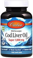 Carlson - Cod Liver Oil, Super 1000 mg, Wild Norwegian, Sustainably Sourced, 100 soft gels