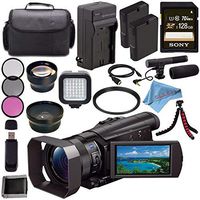 Sony HDR-CX900 HDRCX900/B Full HD Handycam Camcorder (Black) + Rechargable Li-Ion Battery + Charger + Sony 128GB SDXC Card + Case + Tripod + HDMI Cable + Card Wallet + Card Reader + Fibercloth Bundle