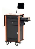 Oklahoma Sound Office College The Wizard Presentation Cart With Storage Locking Cabinet and Side Self 34.5""x 21""x18"" Cherry/Black electronic consumers