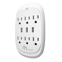 ONSMART Outlet Extender Wall Charger with USB Ports Surge Protector- 6 Outlets Power Strip with 3 USB Charger- Portable Surge Protection & Smart Charging for Home- Office- Kitchen- Travel- Black