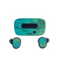 MightySkins Carbon Fiber Skin for Skullcandy Sesh True Wireless Earbuds - Blue Green Polygon | Protective, Durable Textured Carbon Fiber Finish | Easy to Apply | Made in The USA