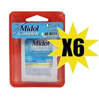 Uni's Midol 6PK (2 Caplets Per Pack) Perfect for Travel and On-The-Go! Relief from Menstrual Cramps, Backache, Muscle Aches, Headache, Bloating, Water-Weight Gain, and Fatigue