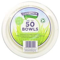 CATERPACK - Compostable and Disposable Bowls - biodegradable - ecological alternative to plastic tableware - made withg sugar cane - Resistant - For liquid and solid food - 50 pcs