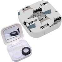 Portable Contact Lens Case Box Travel Kit Mirror + Bottle + Tweezers Container Holder [ Wolf ]