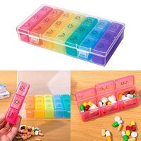 Mini Medicine Storage Pill Box Daily Pills Organizer Buckle Closure Travel Pill Box (21 Grids)