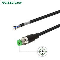 VELLEDQ Industrial Pre-Wired M12 Connector Cable 5-Pin Male A-Coding 3M/10FT PVC Shielded Line