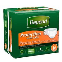 Depend Fitted Briefs, Size Large (35-49" Waist),Case of 64