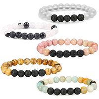 EuTengHao 5Pcs Lava Rock Stone Bead Bracelets Crystal Aromatherapy Diffuser Natural Stone Bracelet Essential Oil Bracelet Diffuser Yoga Beads Bracelets for Women and Men (5 Styles)