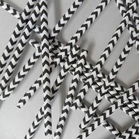 Aardvark Black Chevron Striped Paper Drinking Straws (Qty of 100 - Made in USA)