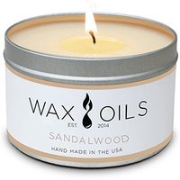 Wax and Oils Soy Wax Aromatherapy Scented Candles (Sandalwood) 8 Ounces. Single