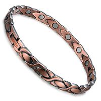 Rainso Elegant Womens Magnetic Copper Bracelets for Arthritis Wristband Adjustable (Copper & Wheat Style)