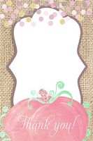 30 Blank Thank You Cards Pumpkin Fall Autumn Girl Baby Shower or Baby Sprinkle Gold Glitter Burlap Rustic + 30 White Envelopes