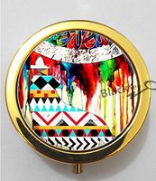 BlackKey Tribal Aztec Wolf Tribal Animal face 3-Compartment Decorative Pocket Gift Box Case Organizer for Pill, Color 2 -1047