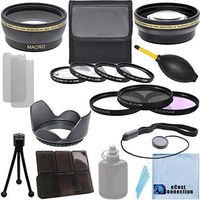 Pro Series 52mm 0.43x Wide Angle Lens, 2.2x Telephoto Lens, (3) Pc Filter Set, (4) Pc Close-Up Lens Filter Set, Lens Hood for Nikon DSLR Cameras & an eCostConnection Deluxe Lens Accessories Kit