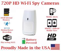 SecureGuard 720p HD Wi-Fi Battery Powered Wireless IP Alarm Motion Detector IR Hidden Security Nanny Cam Spy Camera with 16GB Memory (18 Hour)