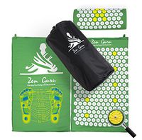 Best Acupressure Mat & Pillow Set - Sale - Effective Remedy for Pain and Stress Relief - with Magnet Therapy - Free Bonuses: Carry Bag & Reflexology Foot Chart - Lifetime Money Back - ZenGuru (Green)