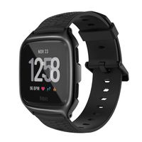 MIJOBS Sport Bands Compatible Fitbit Versa/Lite/SE, Silicone Breathable Strap Replacement Wristbands Water Resistant Fitness Straps Accessories for Women Men (Plus, Black + Black)