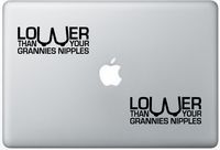 Funny Lower Than Your Grannies Nipple HenryDecalZD0821 Set Of Two (2x) , Decal , Sticker , Laptop , Ipad , Car , Truck