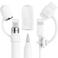 PencilCozy 3-Pack - The Original Apple Pencil Cozy Accessories (Cap Holder/ Keeper/ Tether)Compatible iPad Pro iPencil Charger/Nib (White-Combo)