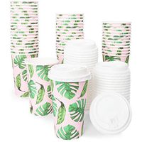 Insulated Coffee Cups with Lids in Tropical Designs (16 oz, 48-Pack)