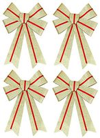 Iconikal Luxury Striped Glitter Christmas Bow 12 x 17-inches, 4 Pack - Gold