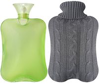 Attmu Classic Rubber Transparent Hot Water Bottle  with Knit Cover - 2 Fl Oz, Green