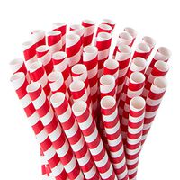 Webake Smoothie Straws Biodegradable 0.4 Inch Wide Paper Straws, Bulk 100 Pack Red Striped Jumbo Valentine's Day Drinking Straws, Great Eco Straws for Smoothies, Bubble Tea, Milkshake