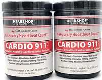 Cardio911 Heart Health Supplement - L-Arginine 5000mg Now with L-Citrulline 1000mg Combo Powder 16 Oz. - Tart Cherry Caffeine Free - 30 Servings Tart Cherry (2 Pack)