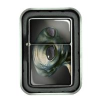 Windproof Refillable Oil Lighter with Tin Gift Box Alien Design-009