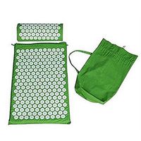 Acupressure Mat Pillow Set for Back Neck Pain Stress Relief Pads Muscle Relaxation Trigger Point Massage Therapy with Carrying Storage Bag- Green