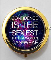 BlackKey Confidence Beautiful Inspirational Word 3-Compartment Decorative Pocket Gift Box Case Organizer for Pill, Color 2 -1694