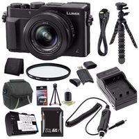 Panasonic LUMIX LX100 12.8 MP Digital Camera (Black) + DMW-BLG10 Battery + External Charger + 32GB SDHC Card + Card Wallet + Saver Bundle 1 - International Version (No Warranty)