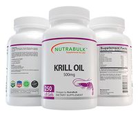 NutraBulk Krill Oil - Supports Heart + Brain + Joint Health - 500 mg Soft Gels - 250 Count