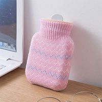 BLT25WE Hot Water Bottle Silicone Microwave Heating Bottle Eco Friendly Hot Water Bag with Knit Cover Hand Warmer Winter Warm & Pain Relief, 320ML Pink