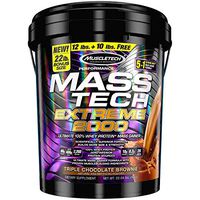MuscleTech Mass Tech Extreme Mass Gainer Whey Protein Powder, Build Muscle Size & Strength with High-Density Clean Calories, Triple Chocolate Brownie, 22lbs (10kg)