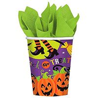 Witch's Halloween Trick Or Treat Crew Reusable Paper Cups, 9 Ounces, Pack of 18.