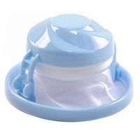 Rape flower_Home Floating Lint Hair Catcher Mesh Pouch Washing Machine Laundry Filter Bag (Blue)