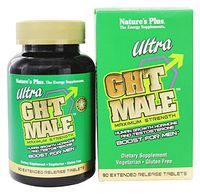 NaturesPlus Ultra GHT Male Extended Release Bilayer Tablets - 90 Vegetarian Supplements - Maximum Strength Natural Testosterone & Human Growth Hormone Boost- Gluten-Free - 30 Servings