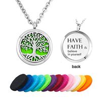 Third Time Charm Aromatherapy Jewelry Essential Oil Diffuser Necklace"Have Faith & Believe in yourself" Engraved Locket Pendant, 12 Refill Pads