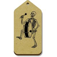 Azeeda 10 x 'Skeleton with Bass Drum' 66mm x 34mm Gift Tags (TG00003250)