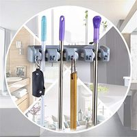 Flurries 👌 Mop and Broom Holder - Position and Hooks Tool Garage Storage System - Solution for Rake Mop Handle Up - Wall Mount Shelving Organizer for Kitchen Bathroom Closet Office Garden (11 Tools)