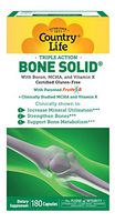 Country Life Triple Action Bone Solid - 180 Capsules - Increase Mineral Utilization - Strengthen Bones - Bone Metabolism