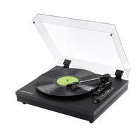 Archeer Vintage Bluetooth Vinyl Turntable Record Player with Built-in Stereo Speaker, 3-Speed Belt Drive, Vinyl-to-MP3 Recording, RCA Output, Big Size - Black