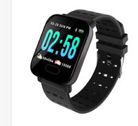 Waterproof Smart Watch Outdoor Sports Pedometer Heart Rate Blood Pressure Monitor (A6 Black)