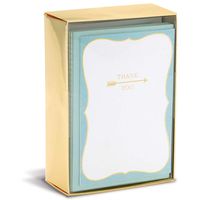 Mint and Gold Arrow Box of 10 Thank You Note Cards