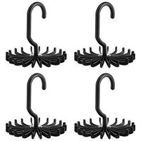 Dr.Pink 4 PCS Black 360 Degree Rotating Scarf Hanger Adjustable Twirl Tie Rack Tie Belt,Multipurpose Organizer,Hook Ties Scarf for Closet Storage (4.4")