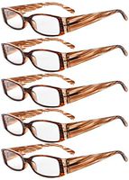 Eyekepper 5 Pairs Reading Glasses for Women Reading +1.25 Striped Frame Reading Eyeglasses