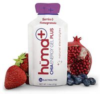 Huma Plus - Chia Energy Gel, Berries & Pomegranate, 12 Gels - Natural Electrolyte Enhanced Energy Gel