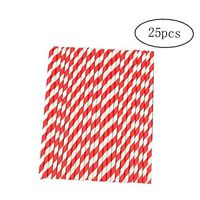 Red Stripe Paper Straws Biodegradable Drinking Straw with Bulk Top Quality Drinking Straws Decorations for Wedding Supplies and Party Favors 20cm 25 Pieces